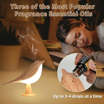 Wooden Magpie Bird LED Aromatherapy Night Light